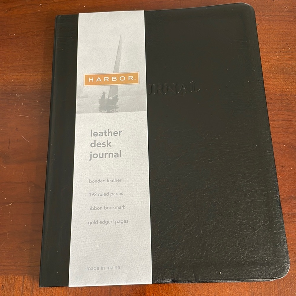NWT Harbor leather desk journal, bonded leather, 192 pgs., gold edge pages